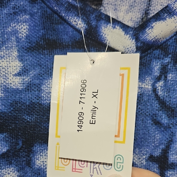 LuLaRoe Blue Tie-Dye Long Sleeve Dress - Picture 2 of 5